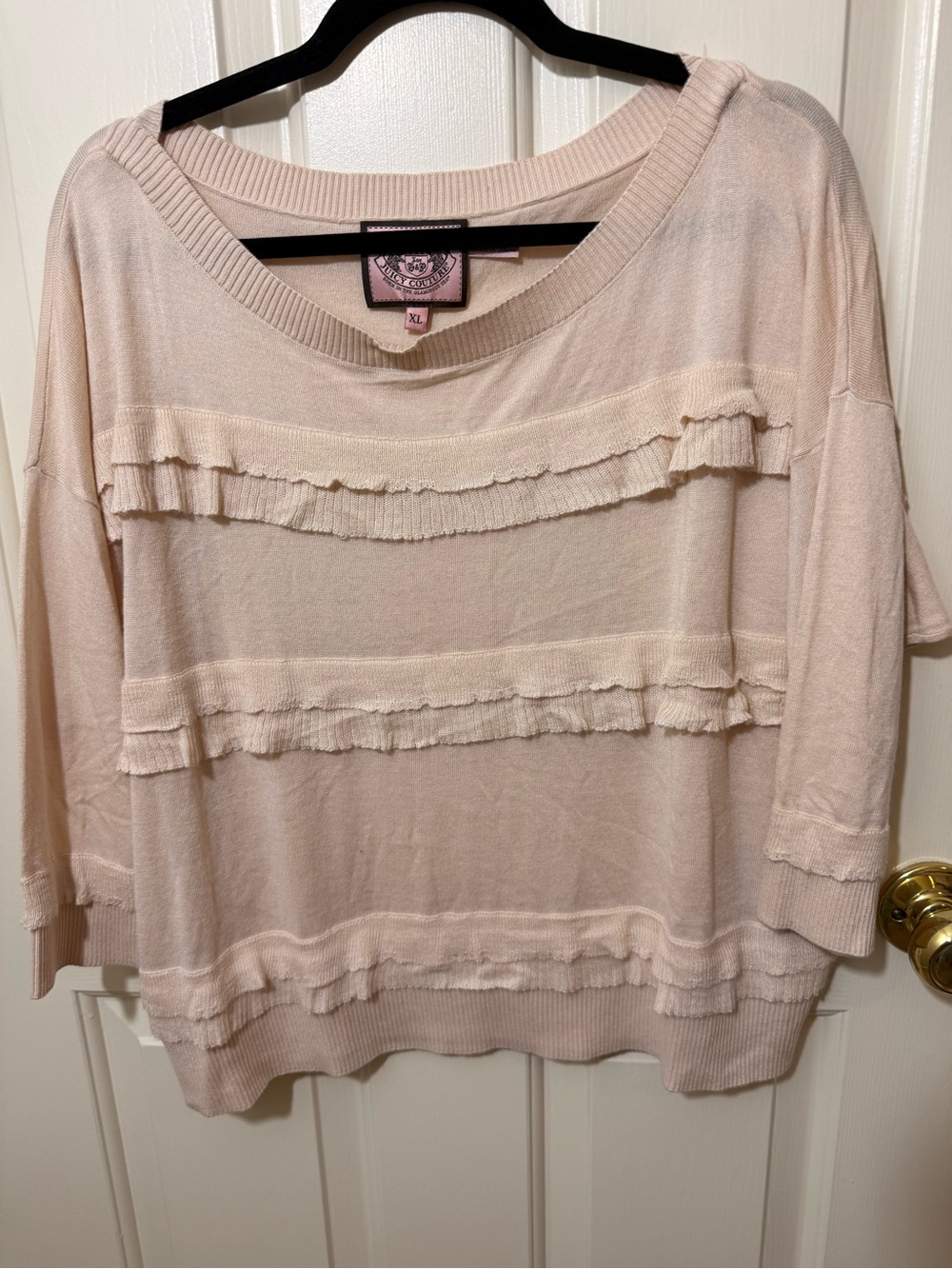 Juicy Couture Pale Pink Ruffle-Trim Knit Sweatshirt